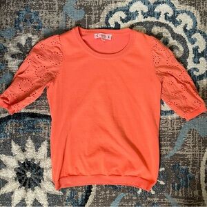 Orange Eyelet Sleeve Top